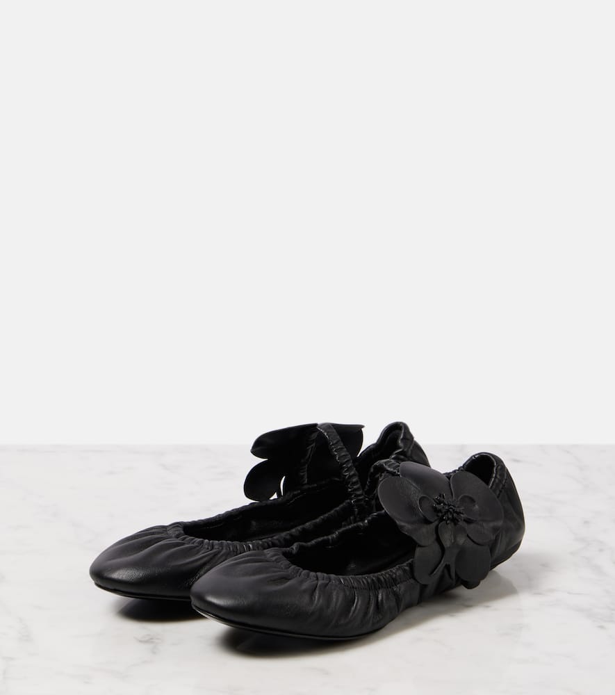 Zimmermann Orchid floral-appliqu√É¬© leather Mary Jane flats