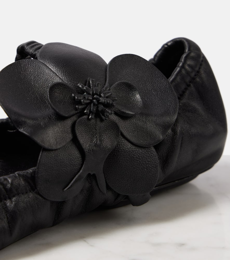 Zimmermann Orchid floral-appliqu√É¬© leather Mary Jane flats