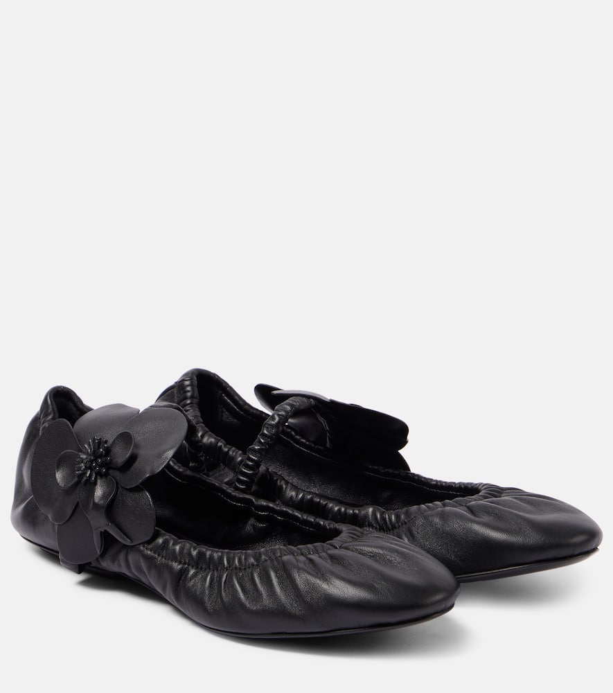Zimmermann Orchid floral-appliqu√É¬© leather Mary Jane flats