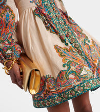 Zimmermann Ottie Plunge paisley linen minidress