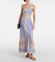 Zimmermann Ottie floral linen slip dress