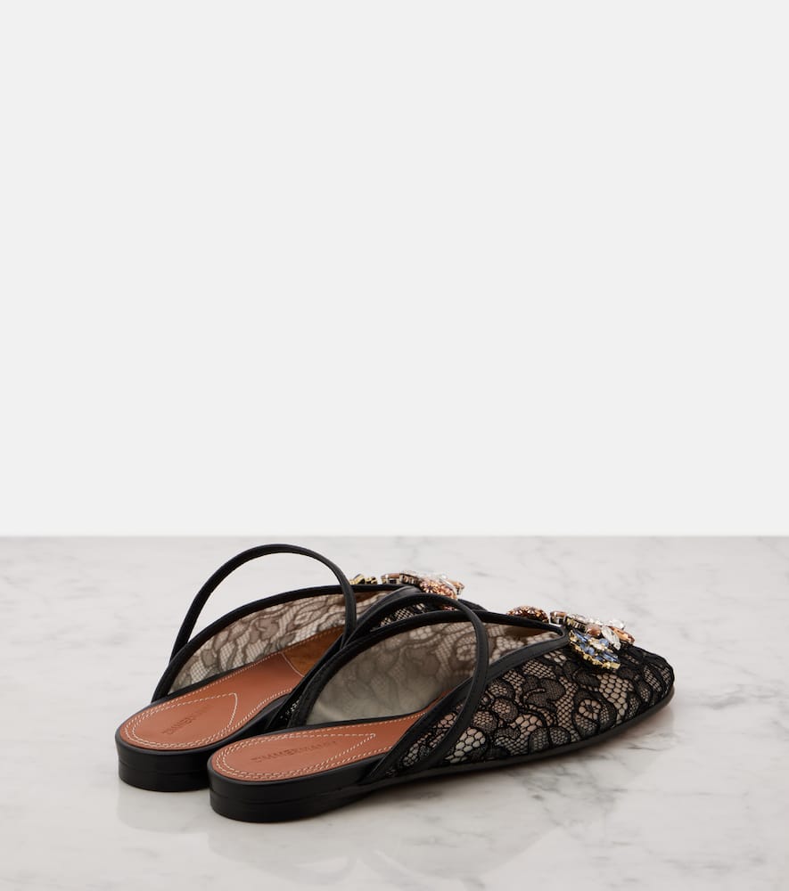 Zimmermann Pixie embellished leather-trimmed mules