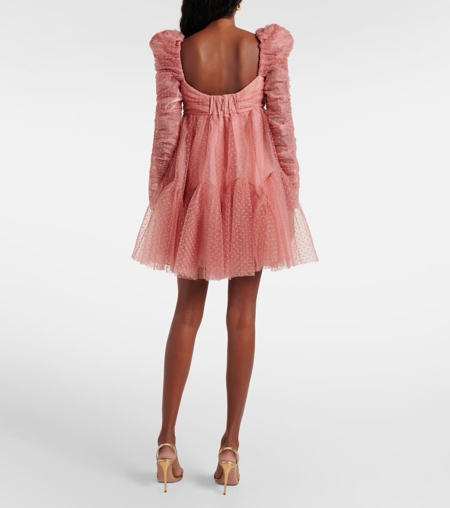 Zimmermann Ruched point d'esprit tulle minidress