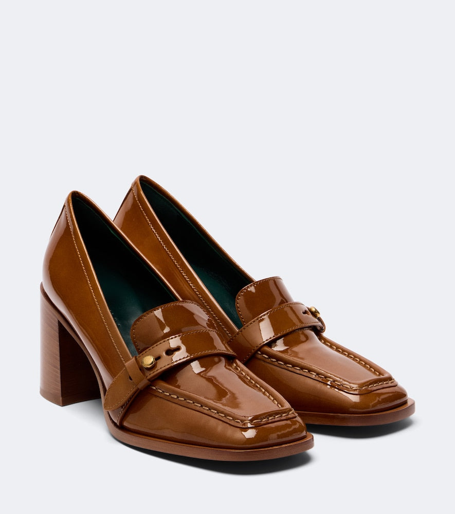 Zimmermann Astor patent leather loafer pumps (Brown) - Mid Heel Pumps
