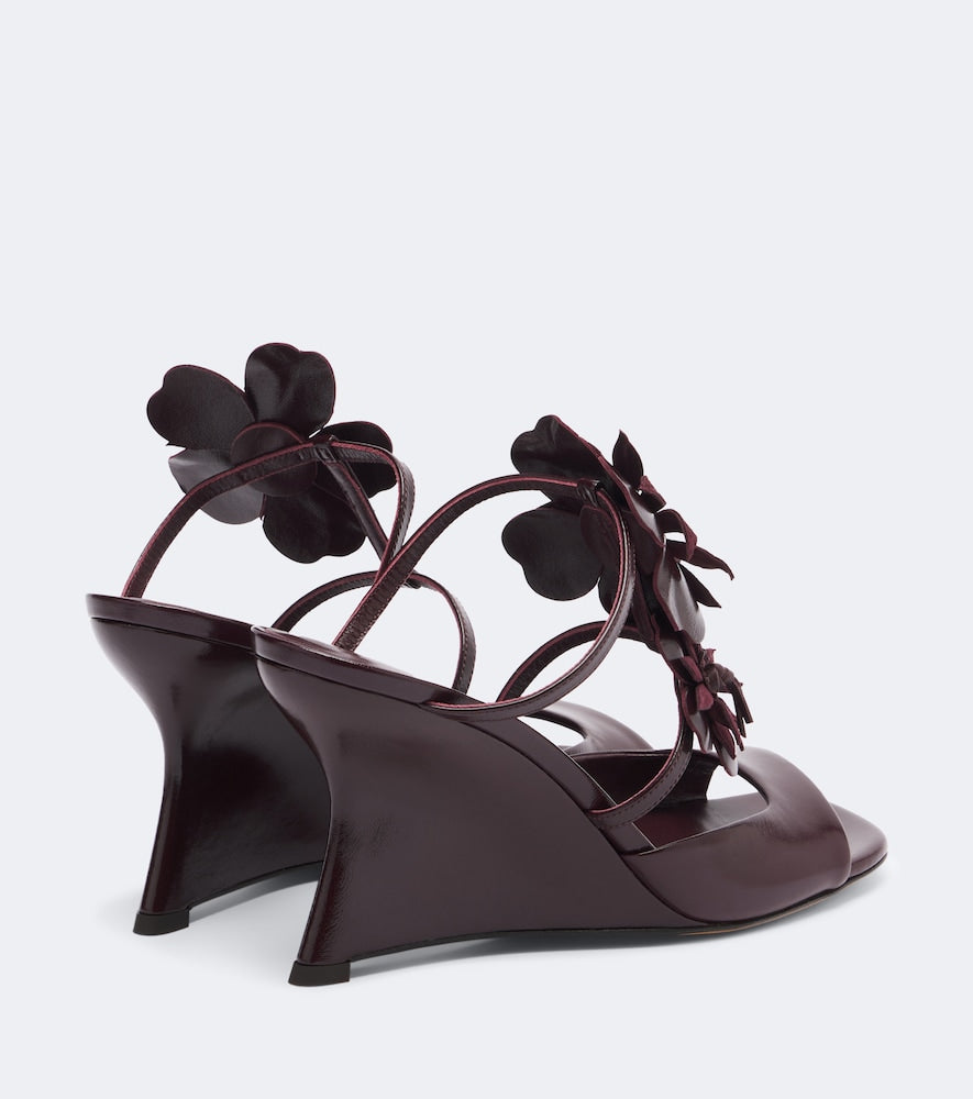 Burgundy Zimmermann Belara floral-applique leather wedge mules - High-Heel Sandals