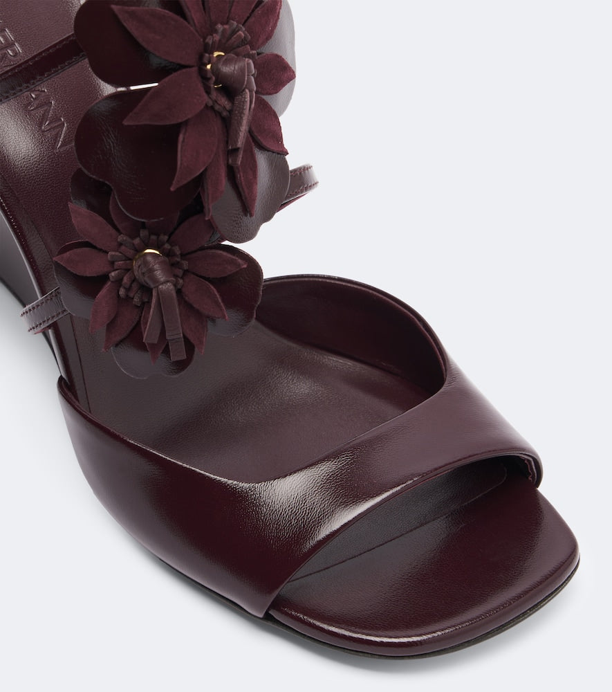 Burgundy Zimmermann Belara floral-applique leather wedge mules - High-Heel Sandals