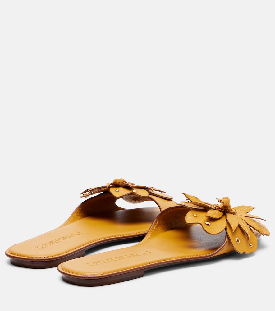 Zimmermann Brightside floral-applique leather sandals in Yellow - Slides