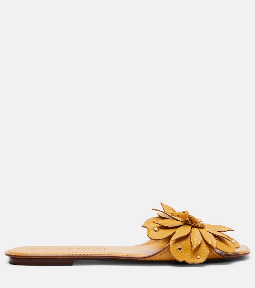 Zimmermann Brightside floral-applique leather sandals in Yellow - Slides