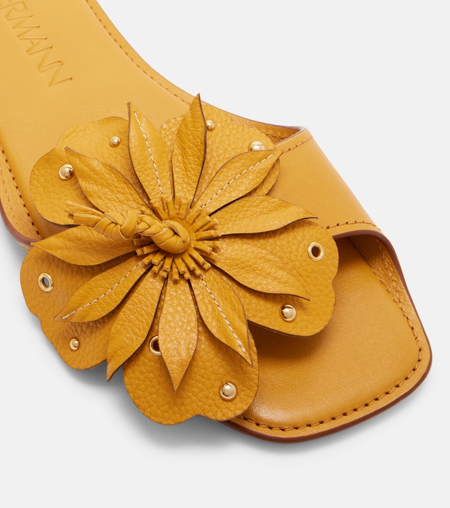 Zimmermann Brightside floral-applique leather sandals in Yellow - Slides