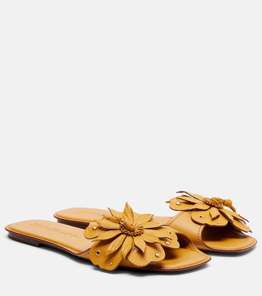 Zimmermann Brightside floral-applique leather sandals in Yellow - Slides