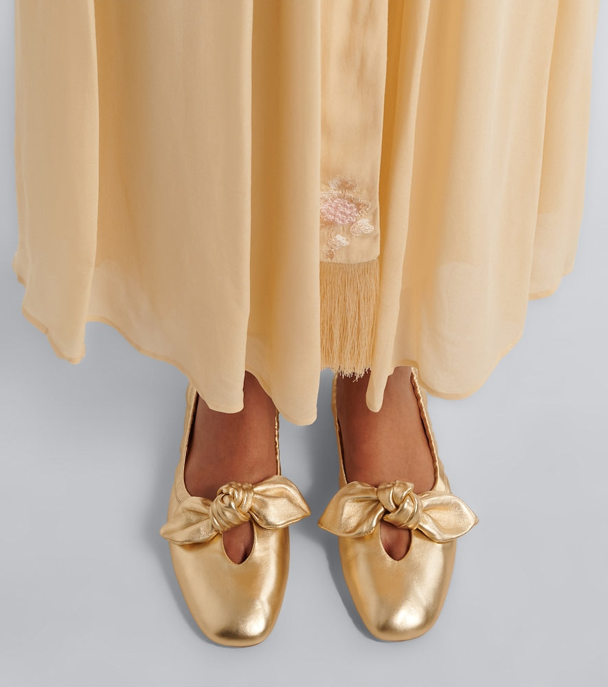Zimmermann Carousel metallic leather ballet flats - Gold Ballerina Flats
