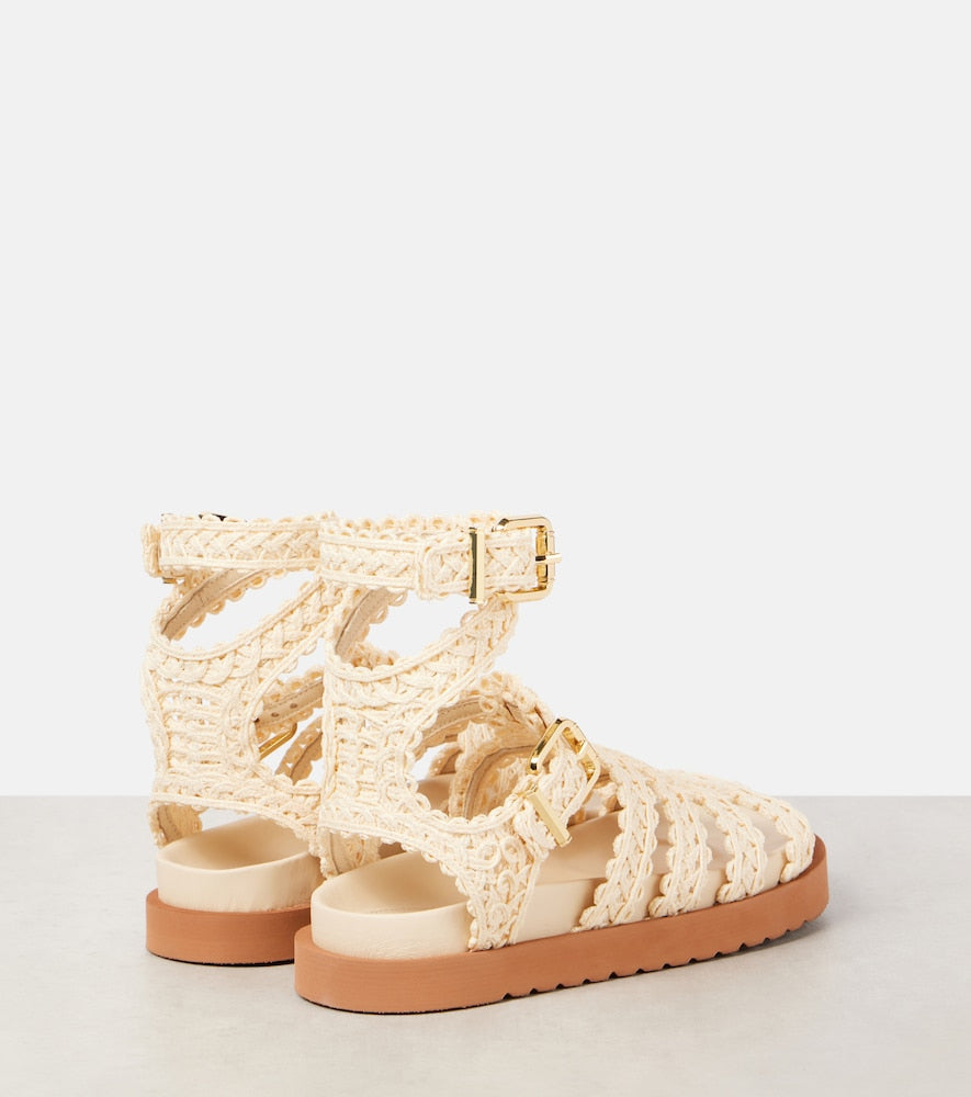 Beige Zimmermann Goldie raffia gladiator sandals - Flat Sandals
