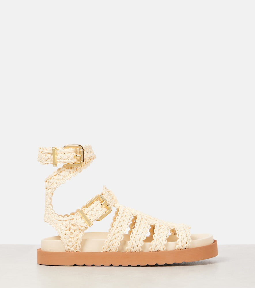Beige Zimmermann Goldie raffia gladiator sandals - Flat Sandals