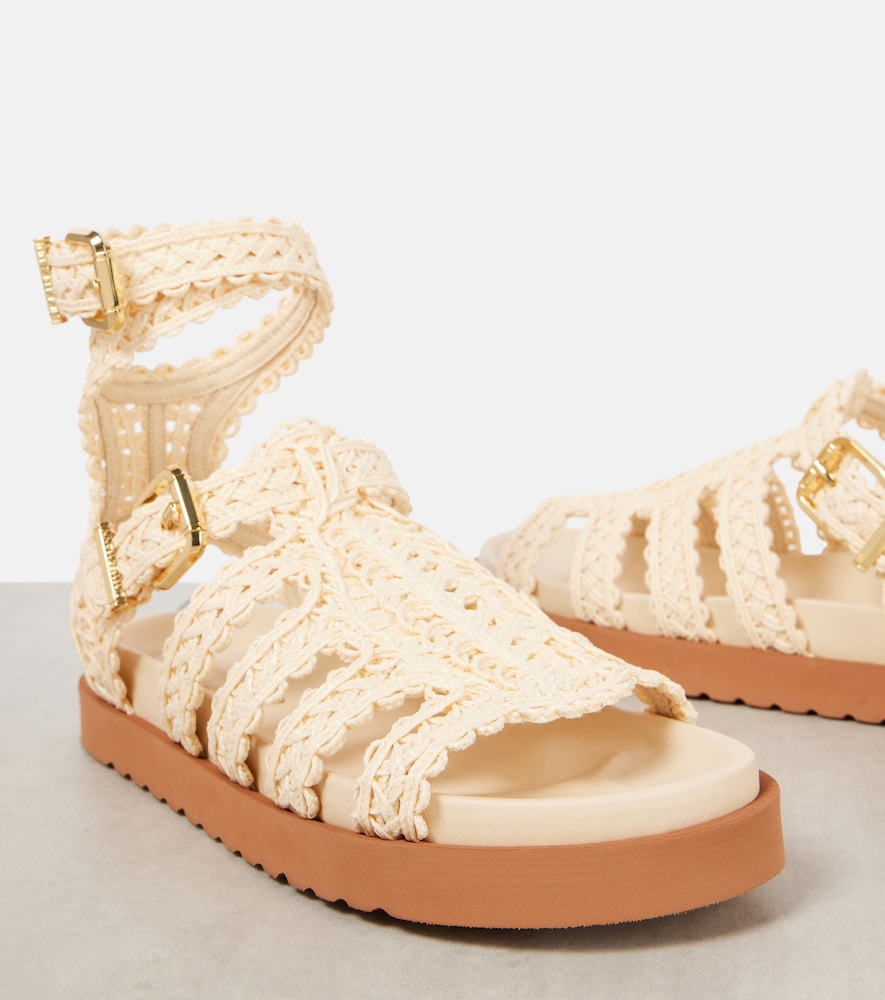 Beige Zimmermann Goldie raffia gladiator sandals - Flat Sandals