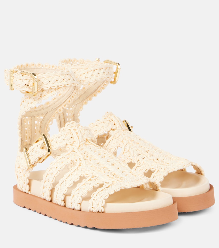 Beige Zimmermann Goldie raffia gladiator sandals - Flat Sandals