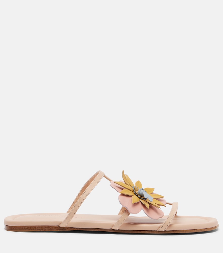 Pink Zimmermann Lilia floral-applique leather sandals - Flat Sandals