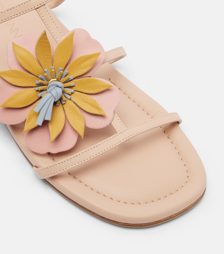 Pink Zimmermann Lilia floral-applique leather sandals - Flat Sandals