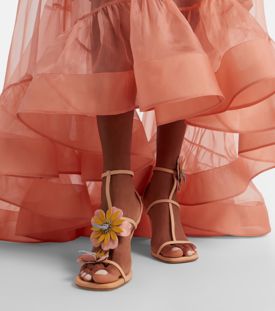 Zimmermann Lilia floral-applique leather sandals - Pink Heeled Sandals