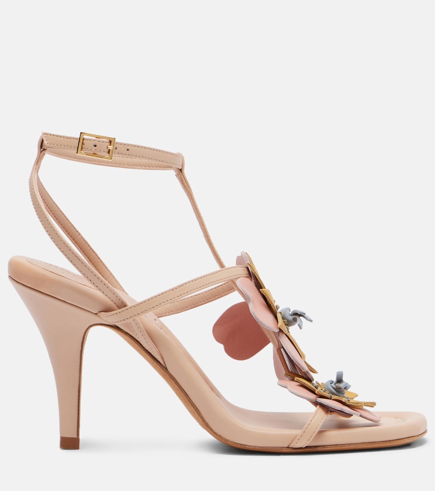 Zimmermann Lilia floral-applique leather sandals - Pink Heeled Sandals
