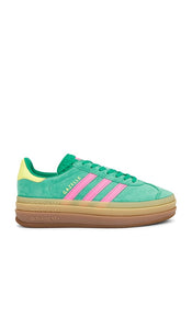 adidas Originals Gazelle Bold in Green | Court Green  Lucid Pink  & Pure Sulfur Low Top Sneakers for Women