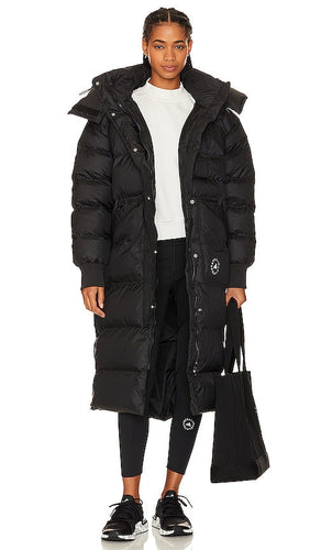 adidas by Stella McCartney True Nature Long Padded Jacket in Black - adidas by Stella McCartney - True Nature - Longue veste matelassée - Noir - adidas by Stella McCartney True Nature 黑色长款衬垫夹克 - adidas by Stella McCartney True Nature Lange wattierte Jacke in Schwarz - adidas by Stella McCartney 트루 네이처 롱 패딩 재킷블랙 색상 - Giacca imbottita lunga adidas by Stella McCartney True Nature in nero