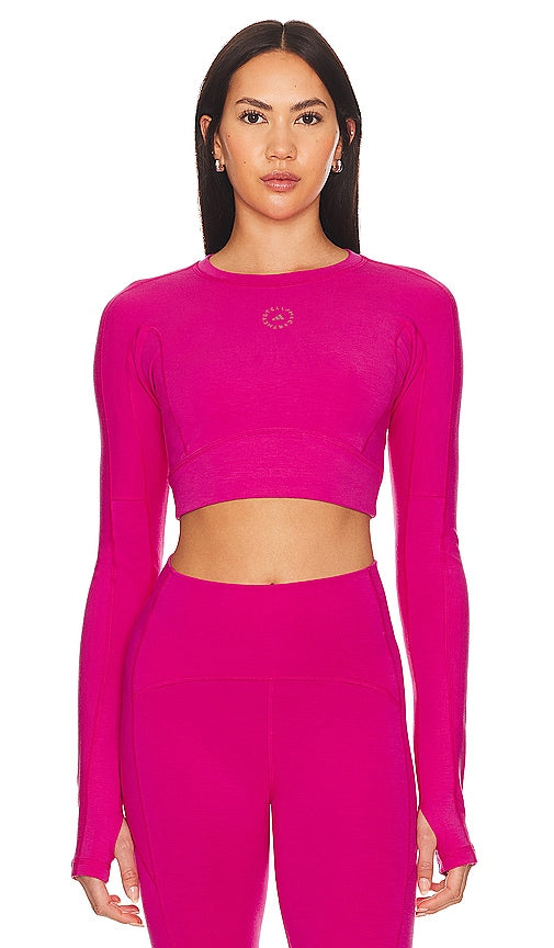 adidas by Stella McCartney True Strength Yoga Crop Top in Fuchsia