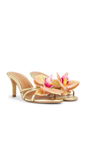 Alameda Turquesa Cecily Heel in Metallic Gold | Gold Open Toe Heels for Women
