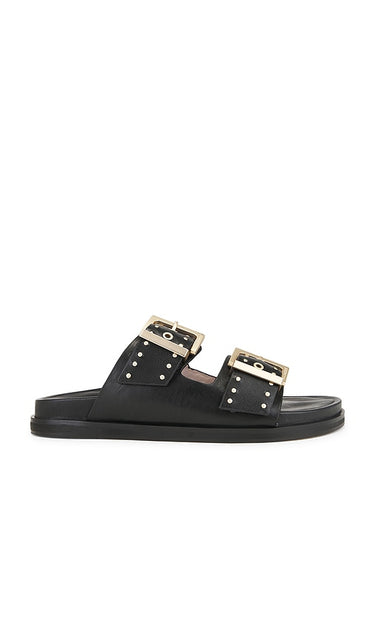 ALLSAINTS Magda Stud Sandal in Black | Black Slides for Women