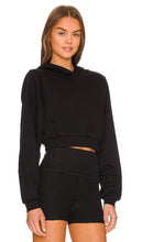 alo Cropped Go Time Padded Hoodie in Black