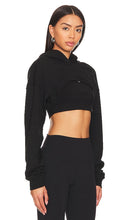 alo Cropped Shrug It Off Cropped Hoodie in Black