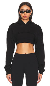 alo Cropped Shrug It Off Cropped Hoodie in Black - alo - Shrug It Off - Sweat à capuche court - Noir - alo 黑色 Shrug It Off 短款连帽衫 - alo Cropped Shrug It Off Kurzer Kapuzenpullover in Schwarz - alo 크롭 슈러그 잇 오프 크롭 후디 - alo Cropped Shrug It Off Felpa con cappuccio corta in nero