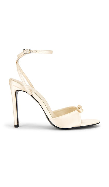 BLACK SUEDE STUDIO Albie 100 Sandal in Cream | Champagne Open Toe Heels for Women