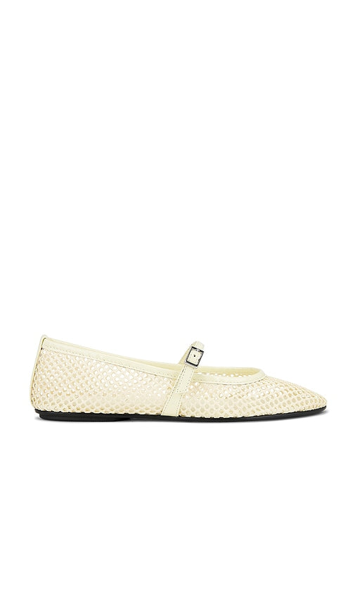 BLACK SUEDE STUDIO Mika Flat in Yellow | Butter Mary Jane Flats for Women