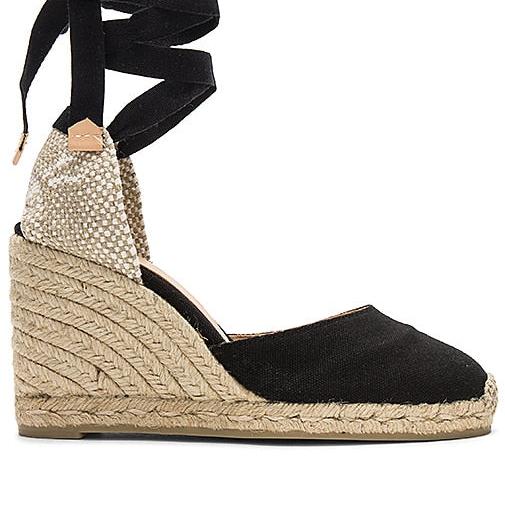 Castaner Carina Wedge in Black | Black Wedge Sandals for Women