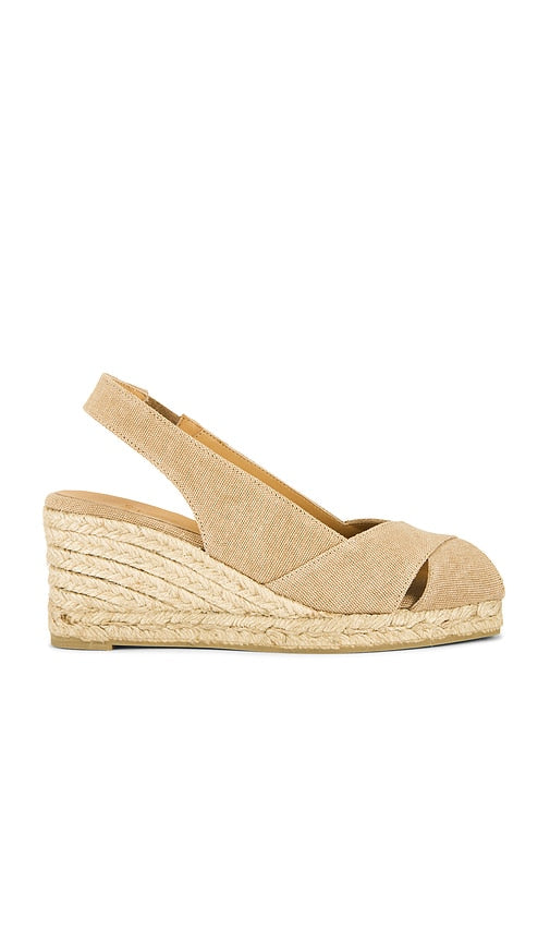 Castaner Diana Espadrille in Tan | Canvas Sand Heeled Espadrilles for Women