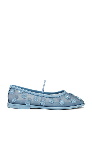 Coach Emilia Tea Rose Mesh Mary Jane in Blue | Bluebell Ballet Flats for Women