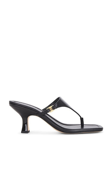 Coach Heritage Thong Sandal in Black | Black Open Toe Heels for Women