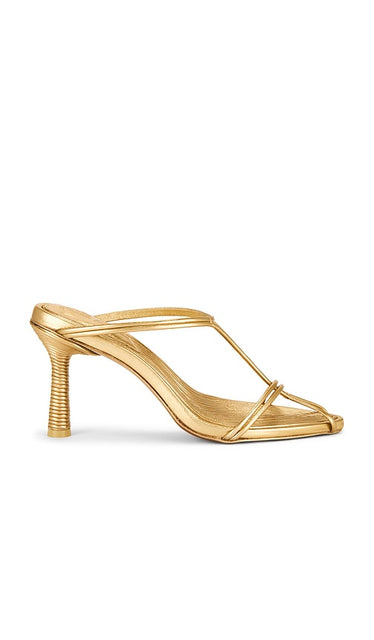 Cult Gaia Nicia Sandal in Metallic Gold | Brass Strappy Sandals for Women