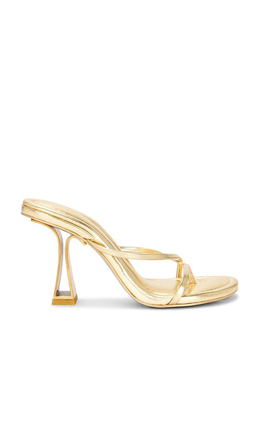 Cult Gaia Soriah Sandal in Metallic Gold | Brass Open Toe Mules for Women