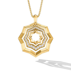 David Yurman Stax Zig Zag Pendant Necklace in 18K Yellow Gold with Diamonds 28mm - 18 Inches