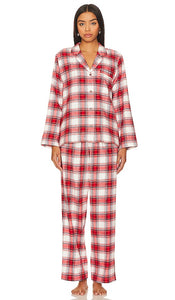 eberjey Flannel PJ Set in Red - Ensemble pyjama en flanelle eberjey en rouge - eberjey 红色法兰绒睡衣套装 - Eberjey Flanell-PJ-Set in Rot - eberjey 플란넬 파자마 세트 레드 색상 - eberjey Pigiama in flanella rosso