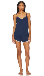 eberjey Frida Whip Stitch Cami & Short Set in Navy - eberjey - Ensemble caraco et short Frida Whip Stitch en bleu marine - eberjey Frida Whip Stitch 海军蓝吊带背心和短裤套装 - Eberjey Frida Whip Stitch Cami & Short Set in Marineblau - eberjey Frida Whip Stitch 캐미 & 숏 세트 네이비 색상 - eberjey Frida Whip Stitch Cami e Set corto in blu scuro
