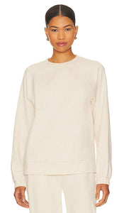 eberjey Luxe Long Sweatshirt in Cream - Sweat-shirt long eberjey Luxe en crème - eberjey 奶油色奢华长款运动衫 - Eberjey Luxe Long Sweatshirt in Creme - eberjey Luxe 롱 스웨트셔츠 색상 - Felpa lunga eberjey Luxe color crema