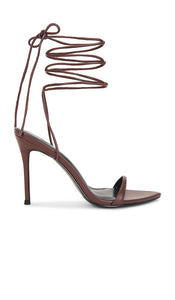 FEMME LA Lyra Sandal in Brown | Tobacco Open Toe Heels for Women