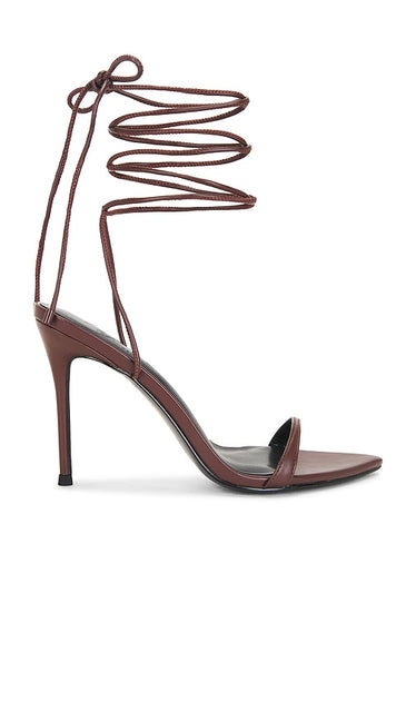 FEMME LA Lyra Sandal in Brown | Tobacco Open Toe Heels for Women