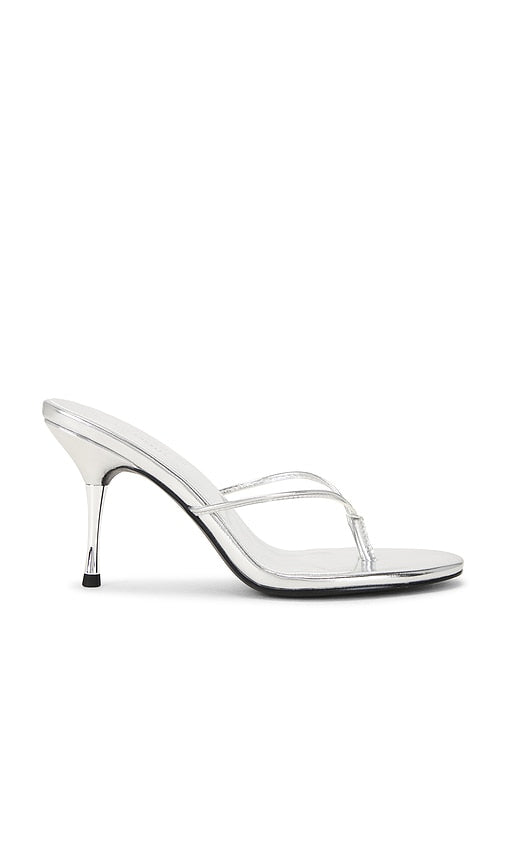 FEMME LA Osaka Sandal in Metallic Silver, grey | Silver Heeled Sandals for Women