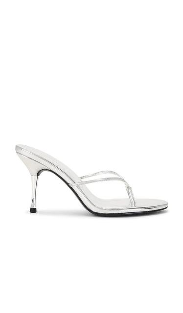 FEMME LA Osaka Sandal in Metallic Silver, grey | Silver Heeled Sandals for Women