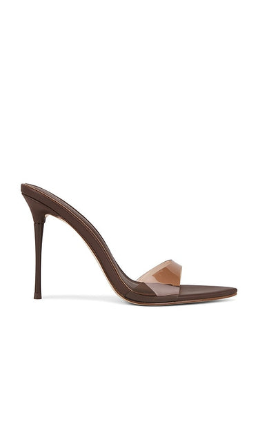FEMME LA x REVOLVE Azucar Slipper in Chocolate | Midnight Mocha Open Toe Heels for Women