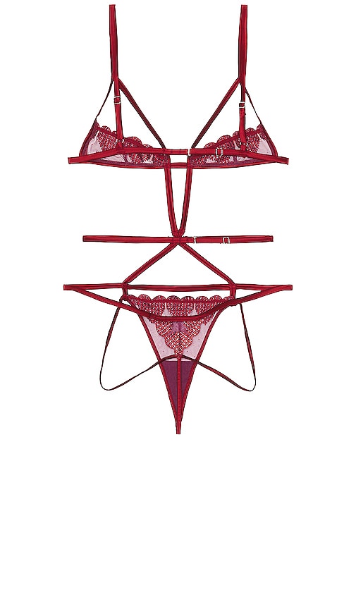 fleur du mal Heart Ouvert Bondage Bodysuit in Wine