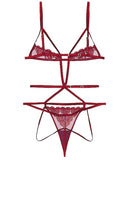 fleur du mal Heart Ouvert Bondage Bodysuit in Wine